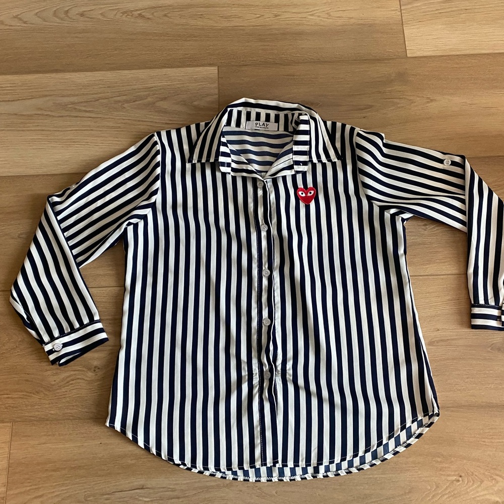 Comme des Garcons PLAY Black and White Button Down Shirt